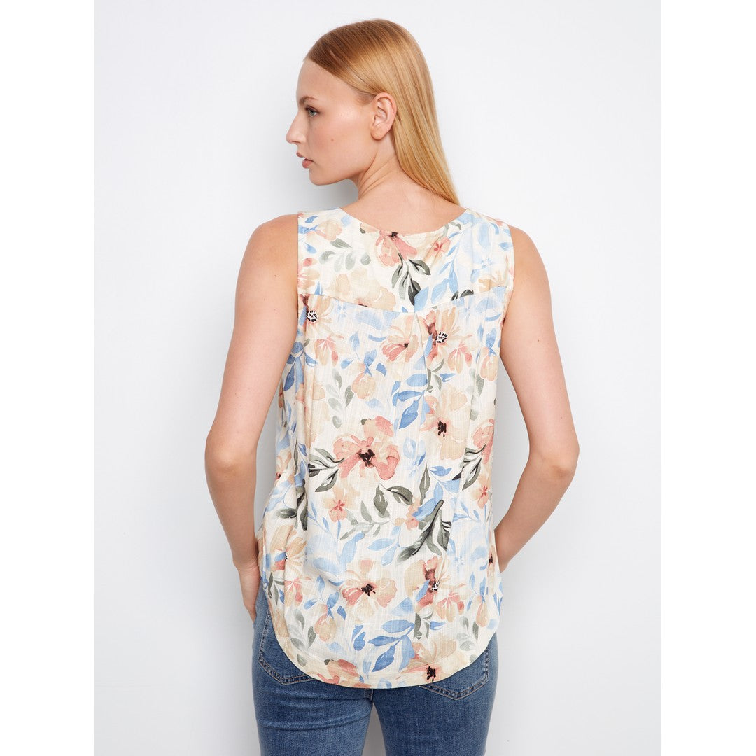 Printed Linen Top C4588R-2