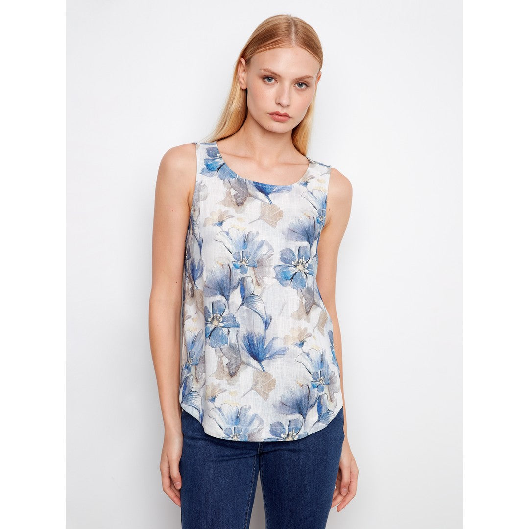 Printed Linen Top C4588R-1