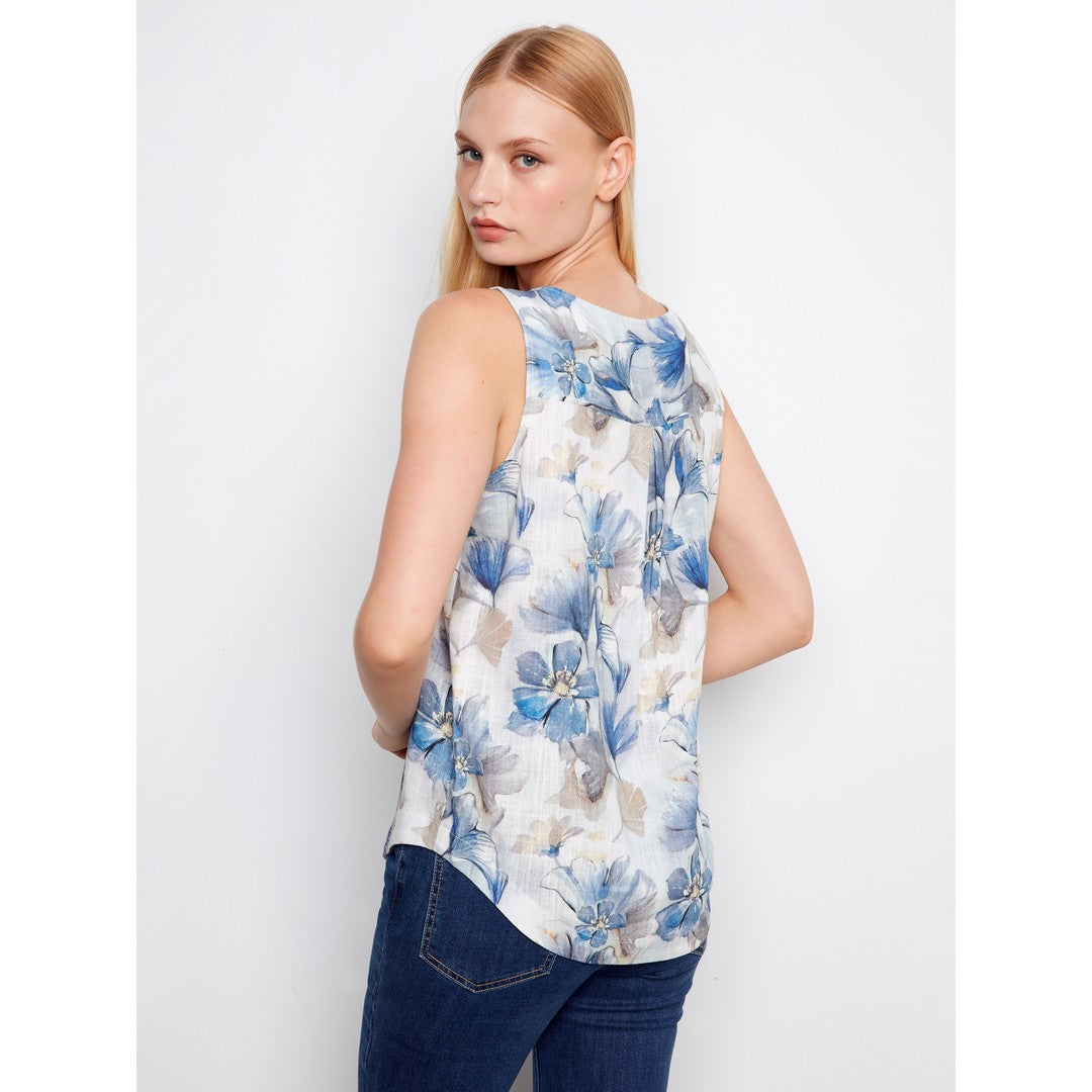 Printed Linen Top C4588R-1