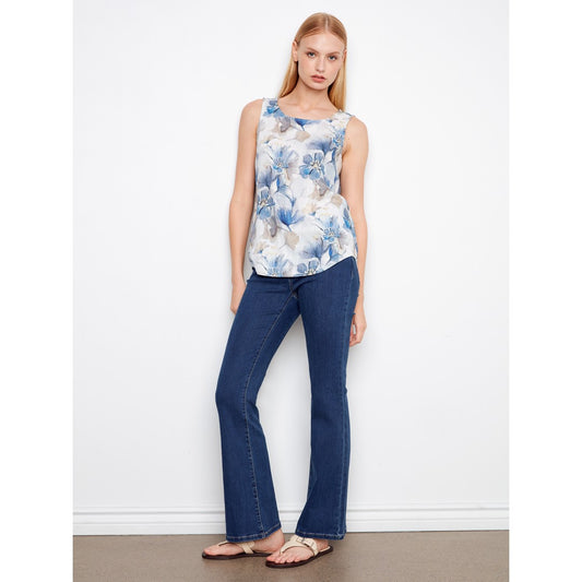 Printed Linen Top C4588R-1