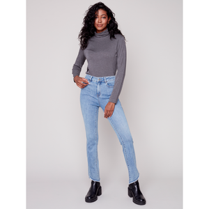 Asymmetrical Hem Bootcut Denim C5429431A