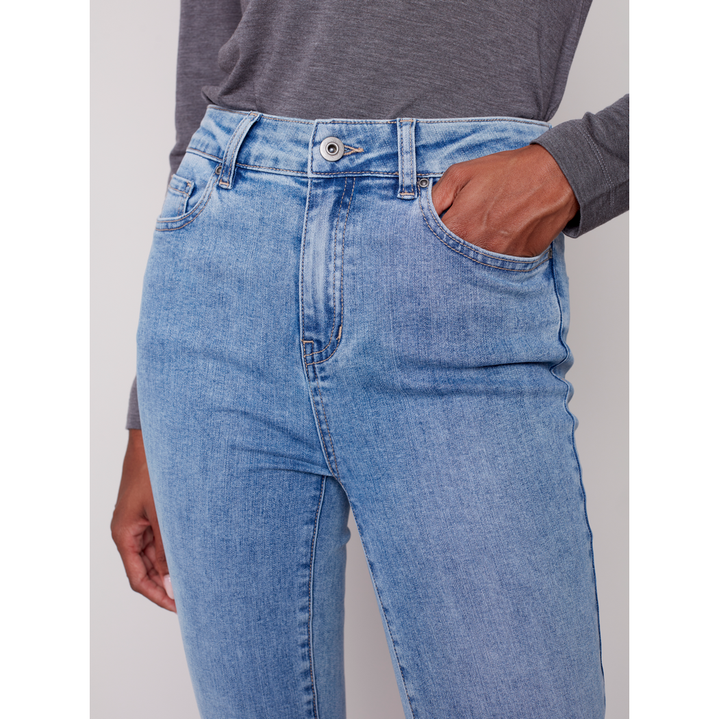 Asymmetrical Hem Bootcut Denim C5429431A