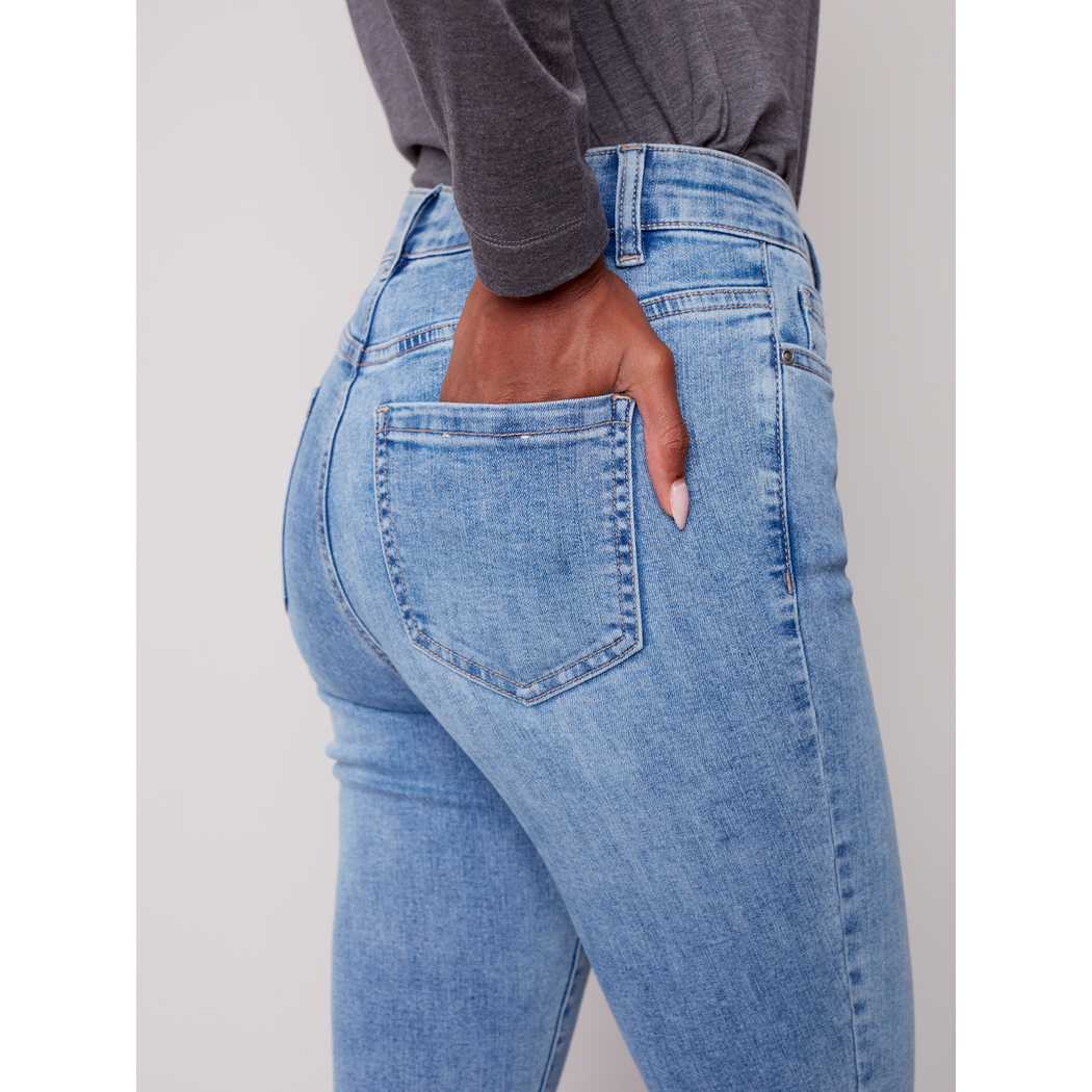 Asymmetrical Hem Bootcut Denim C5429431A