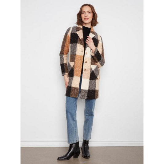 Plaid Bouclé Knit Coat C6141ZR-707B