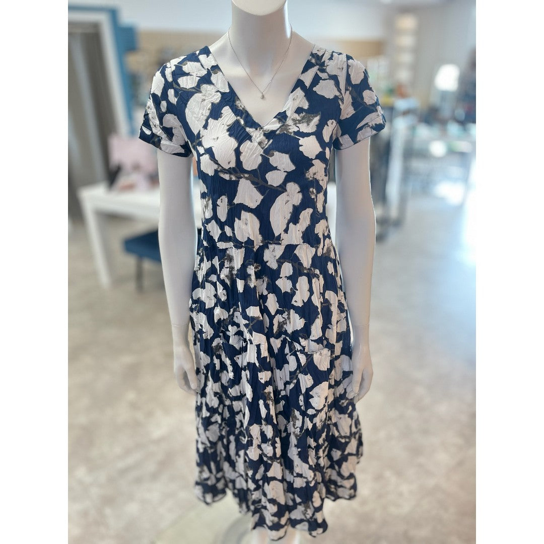 Jazy Short-Sleeve V-Neck Midi Dress