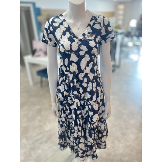 Jazy Short-Sleeve V-Neck Midi Dress