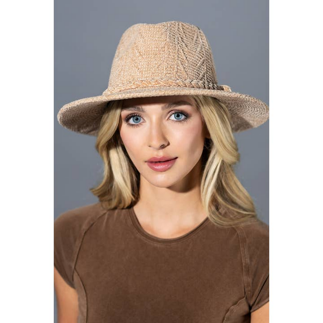 Chenille Pattern Fedora With Breaded Band MZ1MH0171