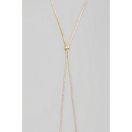 Rhinestone Lariat Chain Necklace