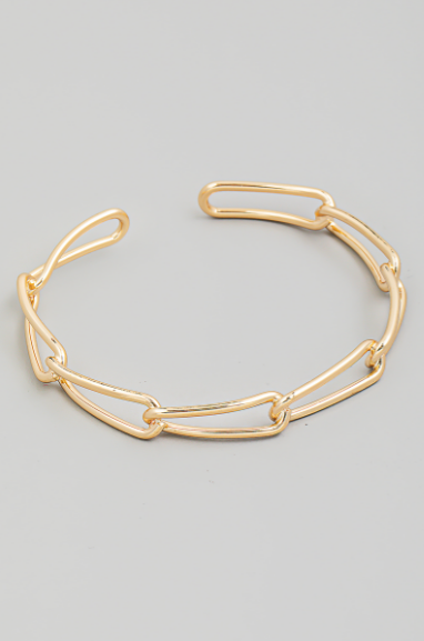 Oval Chain Link Cutout Cuff Bracelet