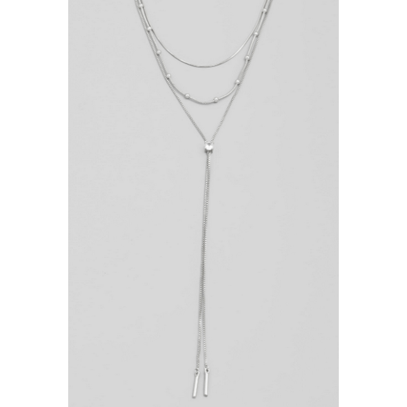 Single Stud Metallic Rope Chain Lariat Necklace