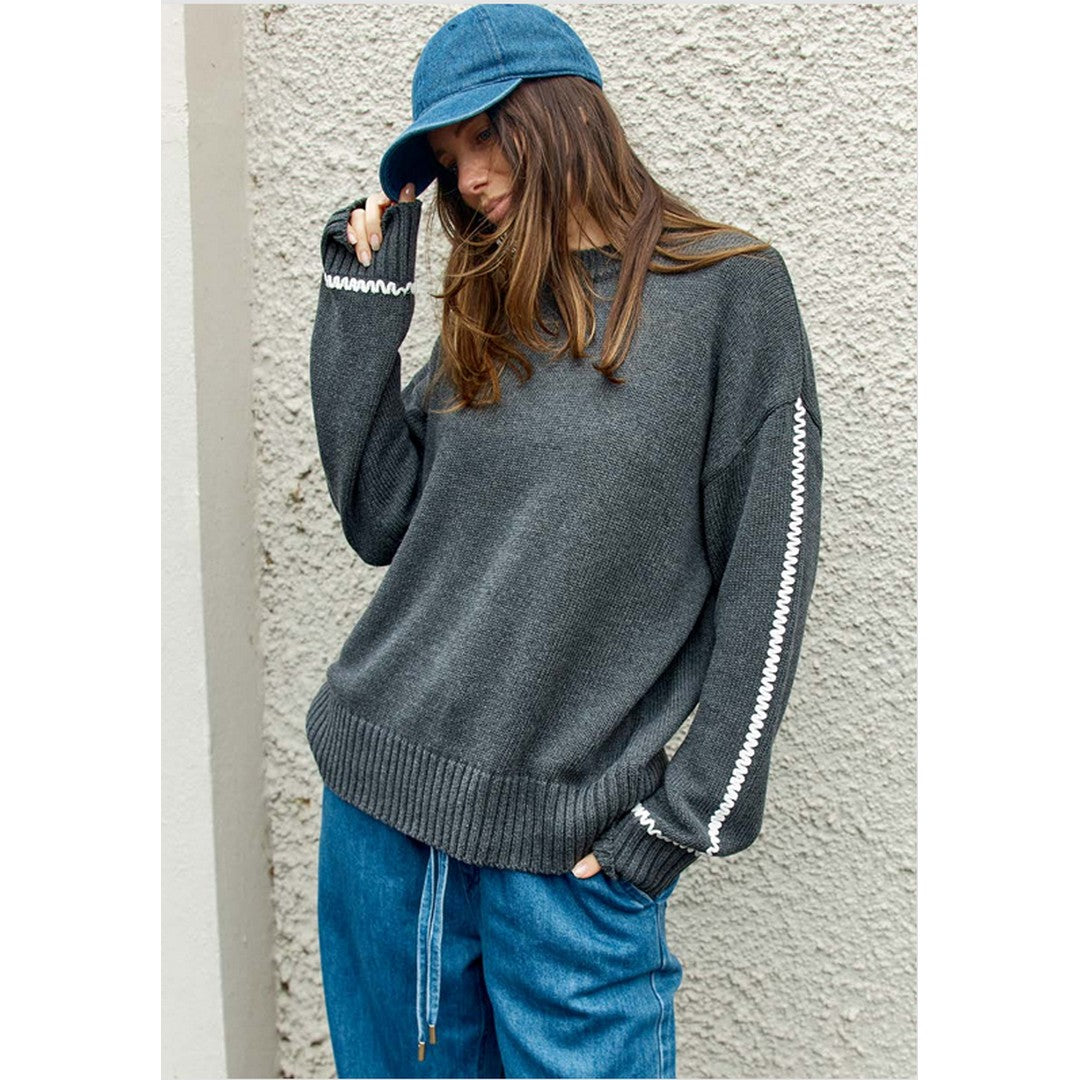 Contrast Stitch Sweater 4126