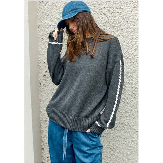 Contrast Stitch Sweater 4126