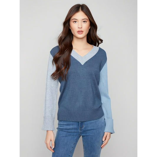 Colourblock V-Neck Sweater C2853