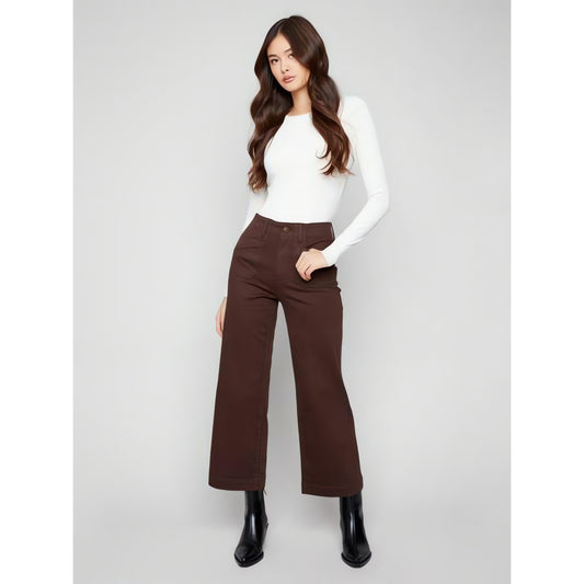 Cropped Wide Leg Twill Pants C5660