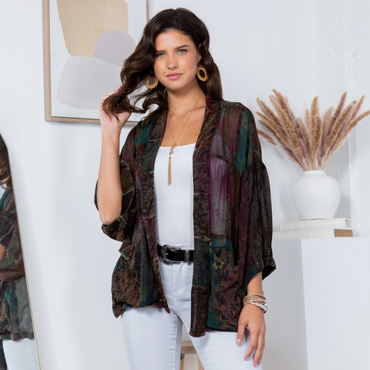 Kimono Top in Overdyed Mix N Match Patches TP22301