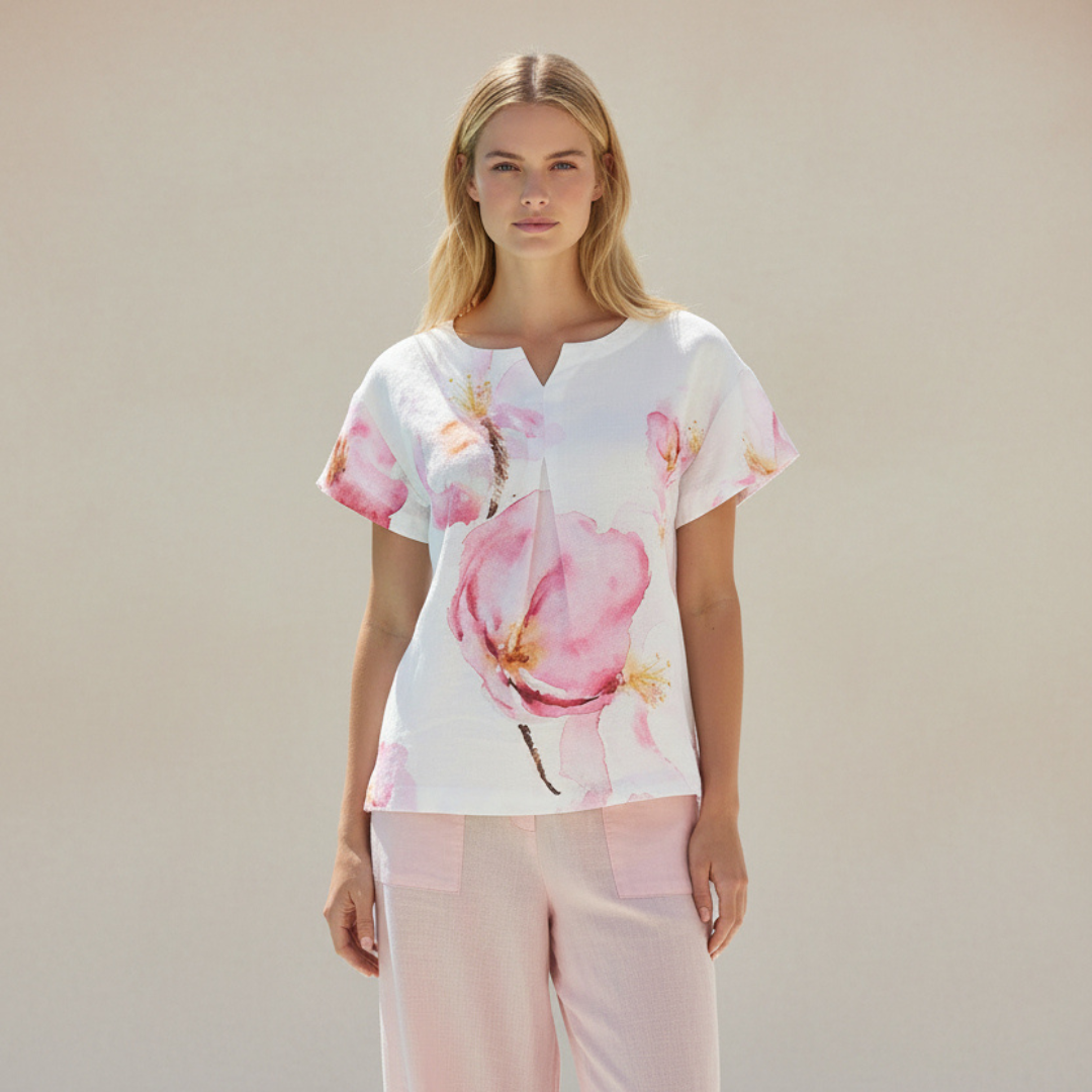 Linen Floral Top 26680