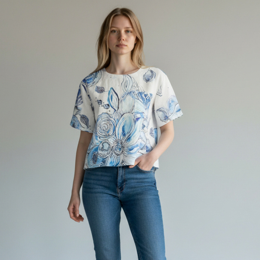 Linen Floral Top 26650