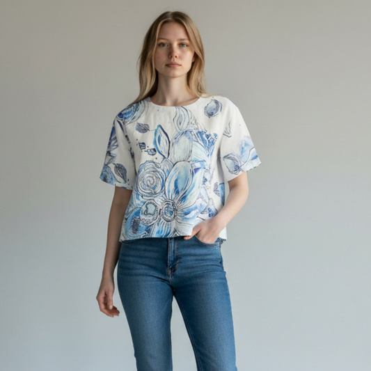 Linen Floral Top 26650