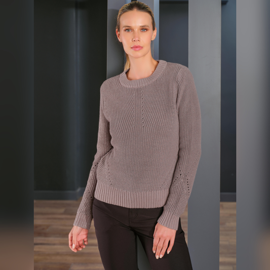 Crewneck Sweater with Keyhole Detail 76312