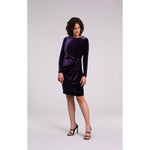 Load image into Gallery viewer, Velvet Side Twist Dress, Long Sleeve V3810-3
