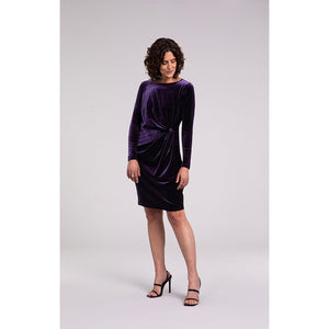 Velvet Side Twist Dress, Long Sleeve V3810-3