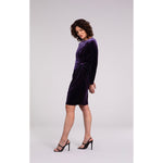 Load image into Gallery viewer, Velvet Side Twist Dress, Long Sleeve V3810-3
