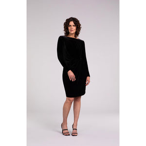 Velvet Side Twist Dress, Long Sleeve V3810-3
