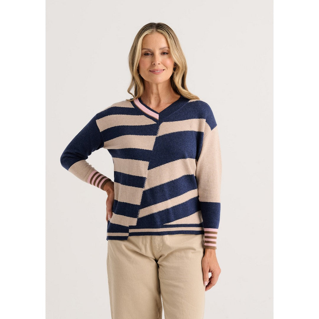 Striped V-Neck Sweater ZP8533