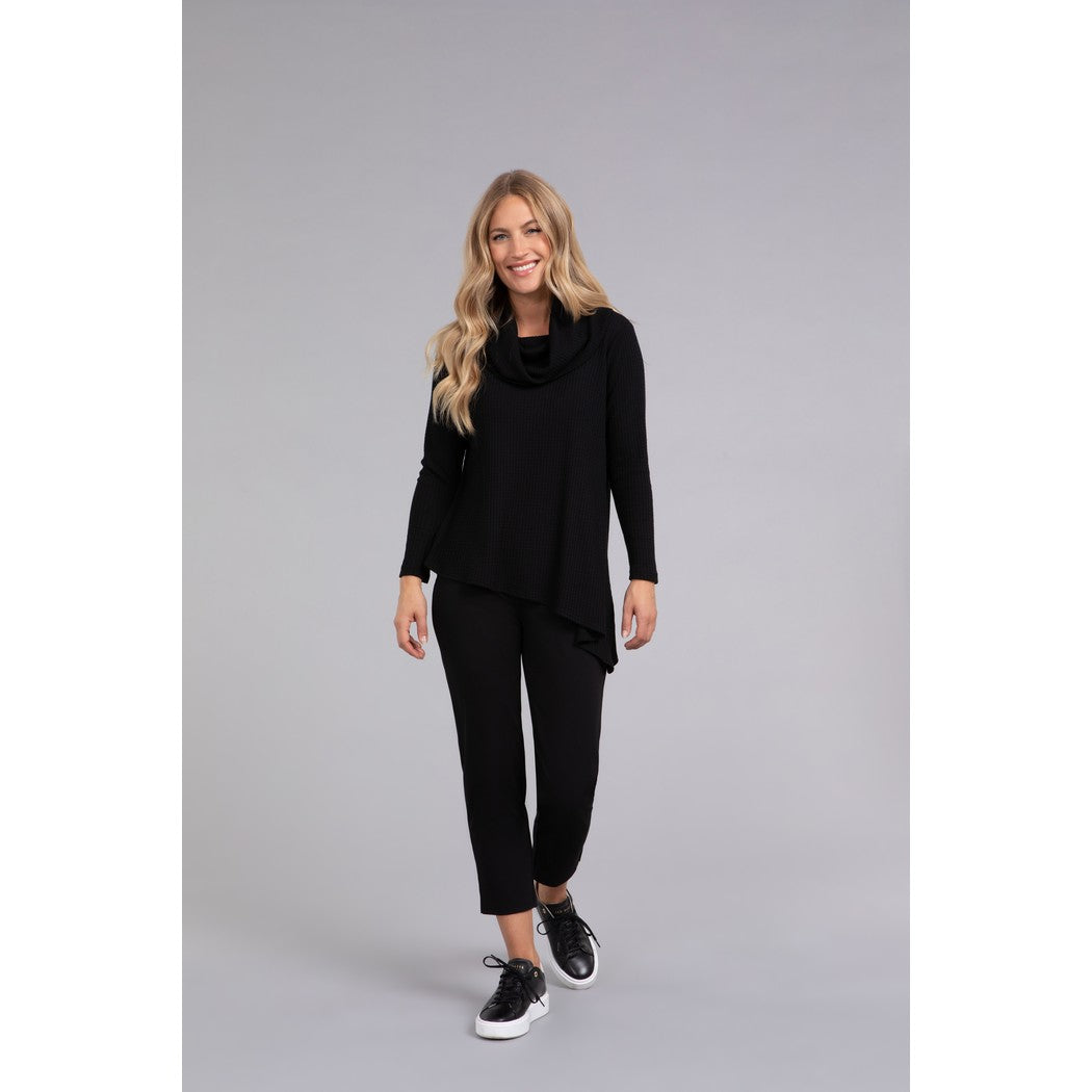 Angle Cowl Neck Waffle Sweater, Long Sleeve K7317W-3