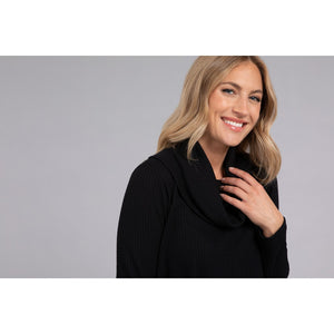 Angle Cowl Neck Waffle Sweater, Long Sleeve K7317W-3