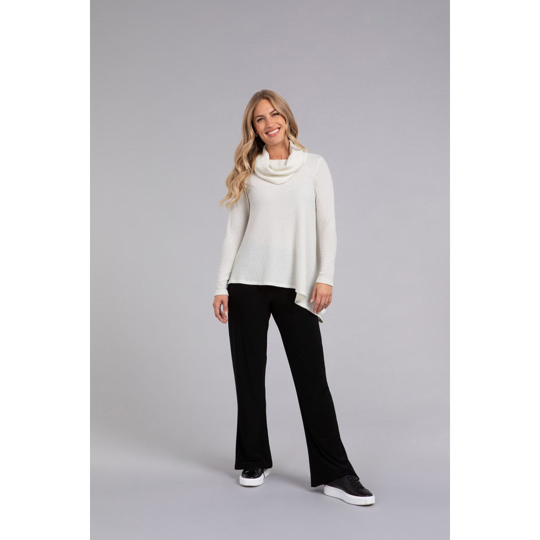 Angle Cowl Neck Waffle Sweater, Long Sleeve K7317W-3