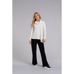 Angle Cowl Neck Waffle Sweater, Long Sleeve K7317W-3