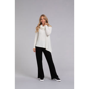 Angle Cowl Neck Waffle Sweater, Long Sleeve K7317W-3