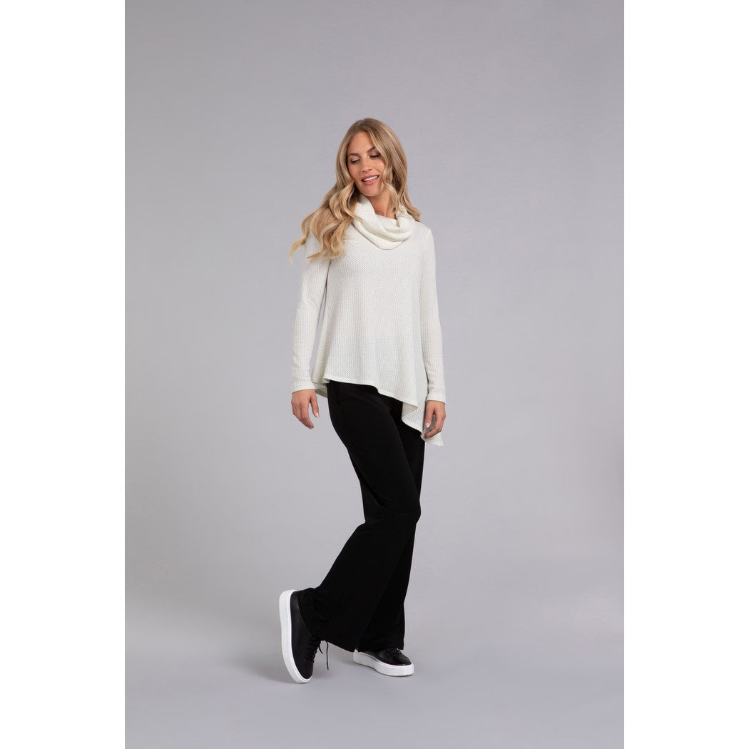 Angle Cowl Neck Waffle Sweater, Long Sleeve K7317W-3