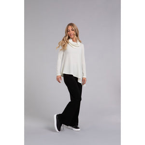 Angle Cowl Neck Waffle Sweater, Long Sleeve K7317W-3