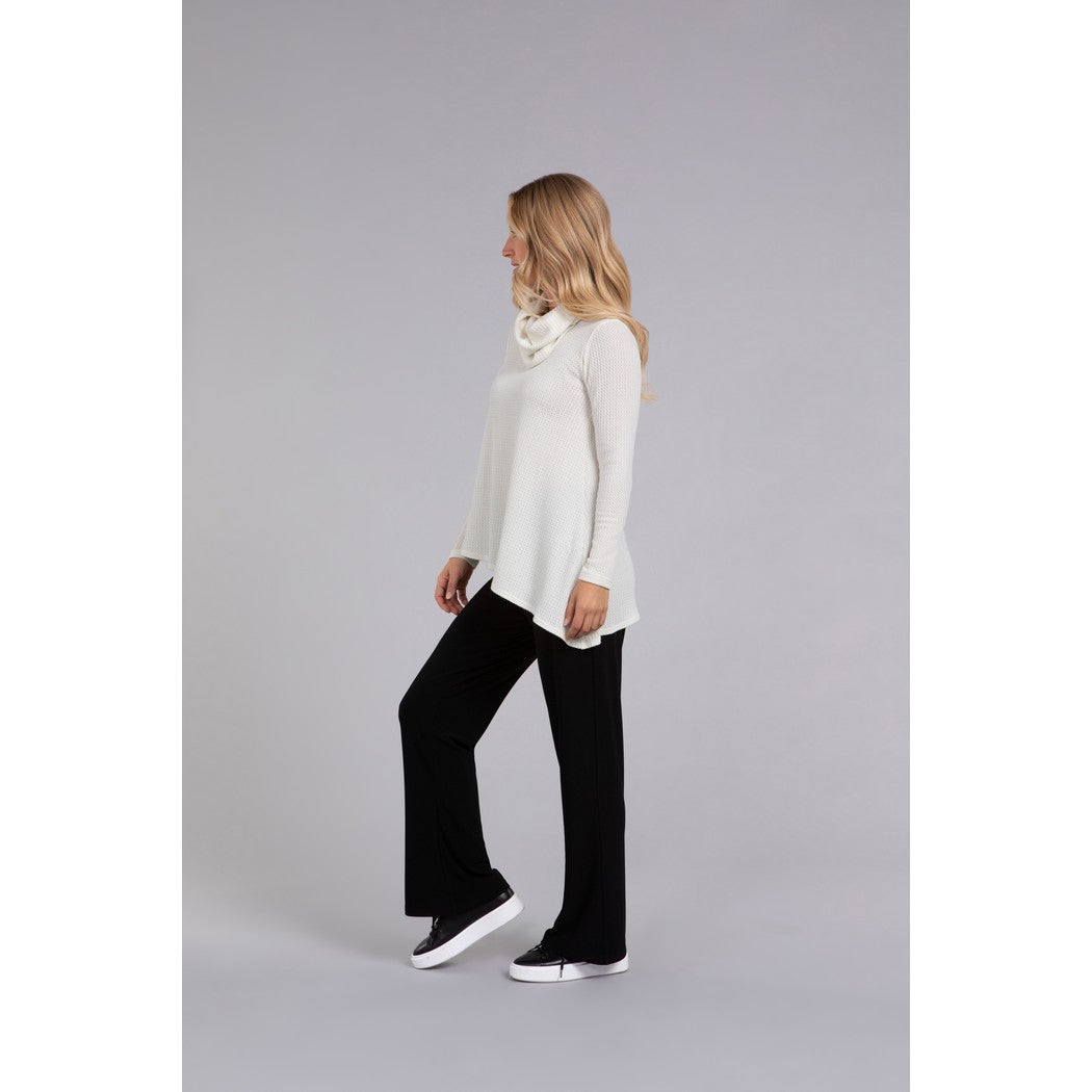 Angle Cowl Neck Waffle Sweater, Long Sleeve K7317W-3