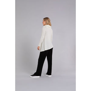Angle Cowl Neck Waffle Sweater, Long Sleeve K7317W-3