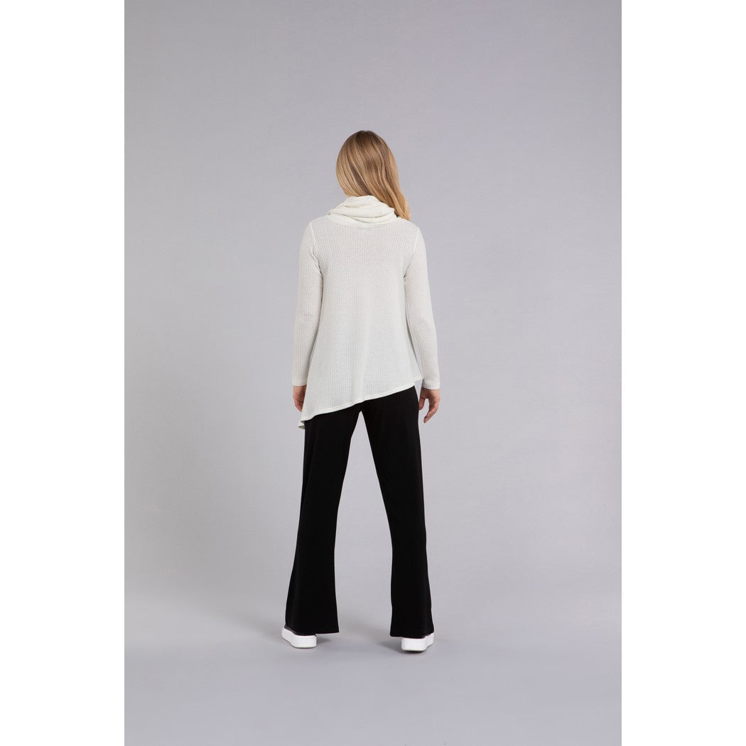 Angle Cowl Neck Waffle Sweater, Long Sleeve K7317W-3