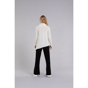 Angle Cowl Neck Waffle Sweater, Long Sleeve K7317W-3