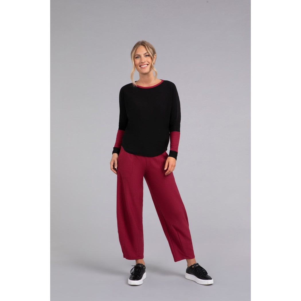 Bamboo Fleece Colour Block Cinch Top, Long Sleeve BF4204CB-3