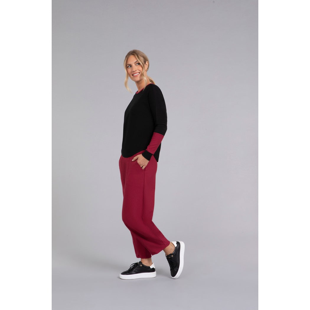 Bamboo Fleece Colour Block Cinch Top, Long Sleeve BF4204CB-3