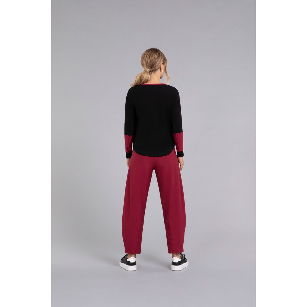 Bamboo Fleece Colour Block Cinch Top, Long Sleeve BF4204CB-3
