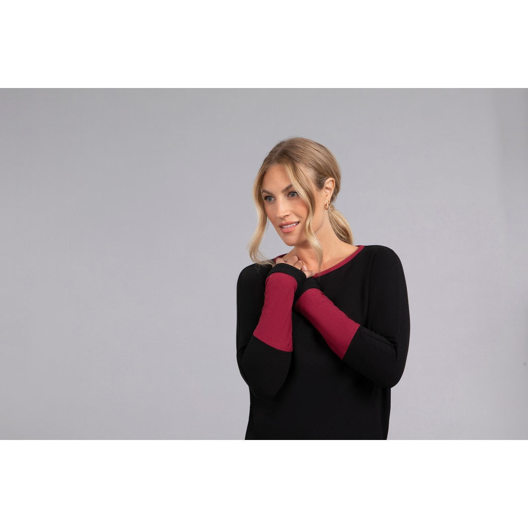 Bamboo Fleece Colour Block Cinch Top, Long Sleeve BF4204CB-3