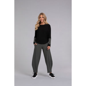Bamboo Fleece Colour Block Cinch Top, Long Sleeve BF4204CB-3