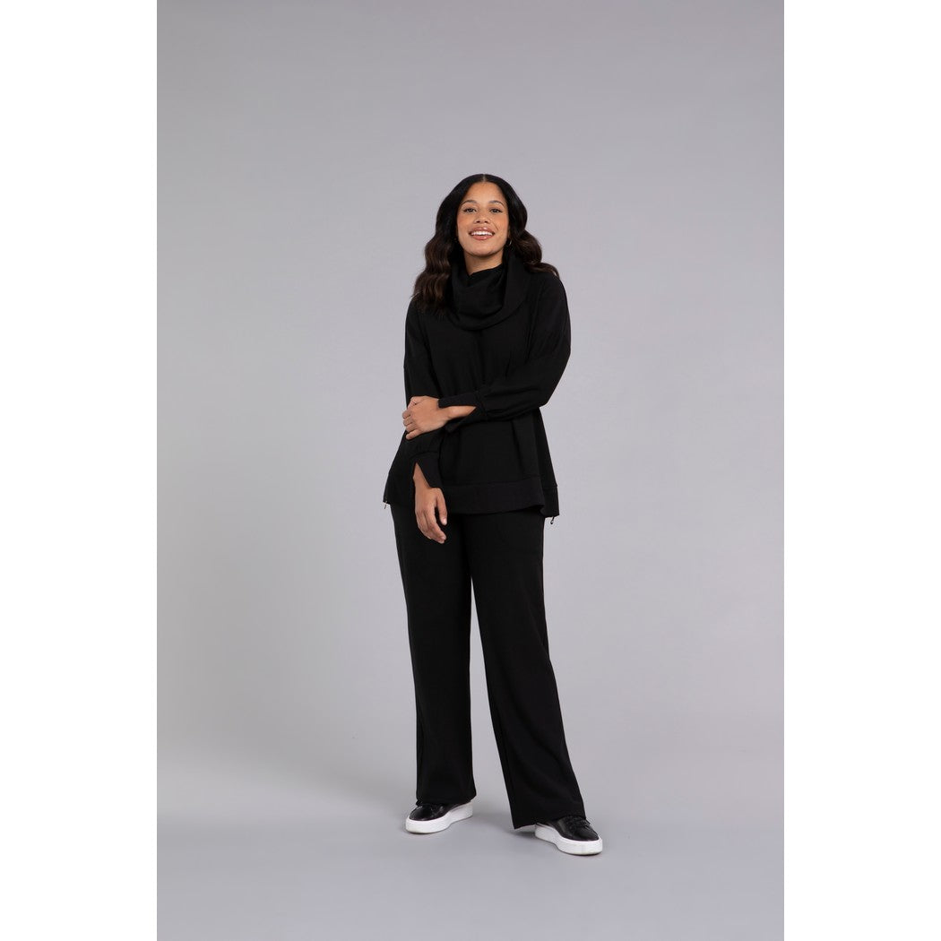 Bamboo Fleece Cowl Neck Pleat Sleeve Top, Long Slv BF4202-3