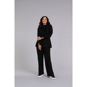 Bamboo Fleece Cowl Neck Pleat Sleeve Top, Long Slv BF4202-3