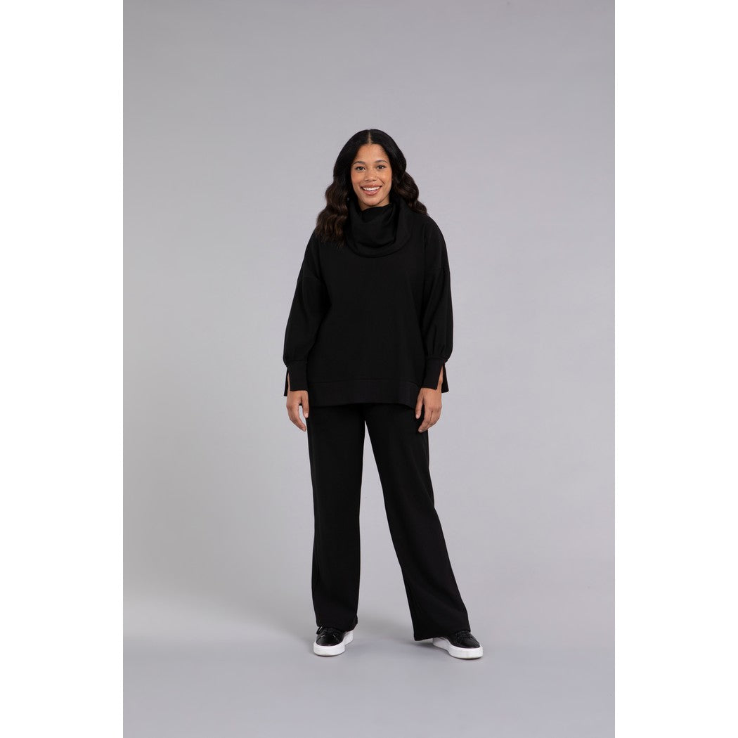 Bamboo Fleece Cowl Neck Pleat Sleeve Top, Long Slv BF4202-3