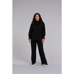 Bamboo Fleece Cowl Neck Pleat Sleeve Top, Long Slv BF4202-3