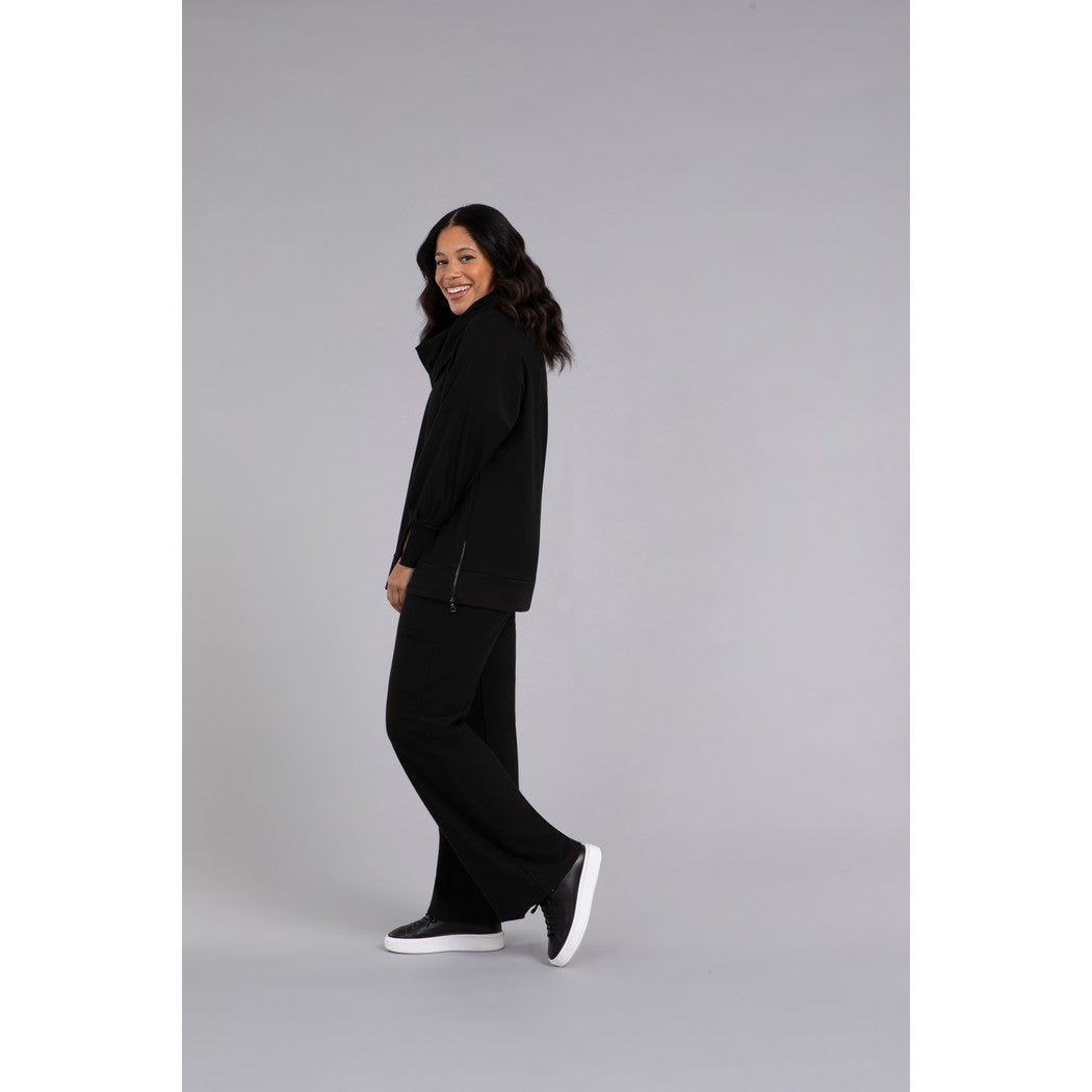 Bamboo Fleece Cowl Neck Pleat Sleeve Top, Long Slv BF4202-3