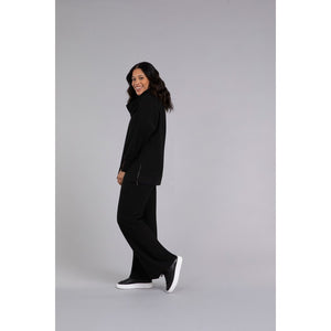 Bamboo Fleece Cowl Neck Pleat Sleeve Top, Long Slv BF4202-3